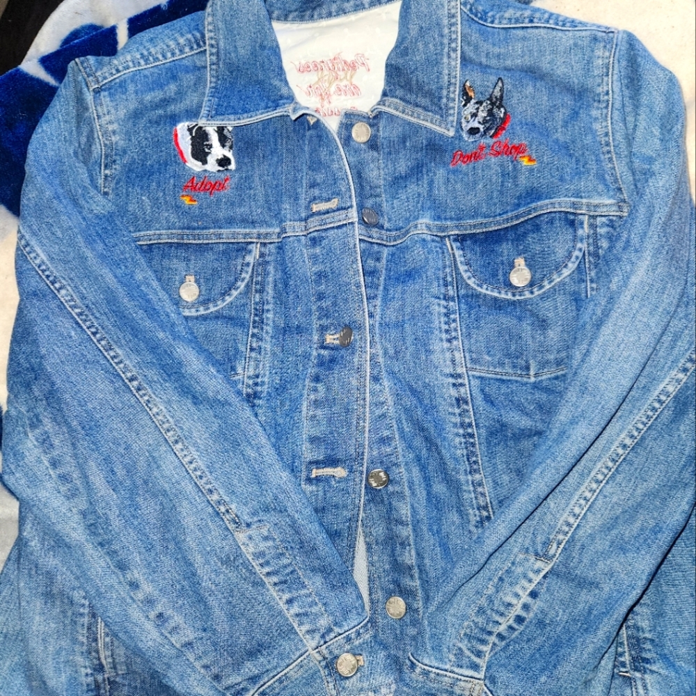 Adopt dont shop Blue Jean Jacket * Pedigrees are for puss***** XL